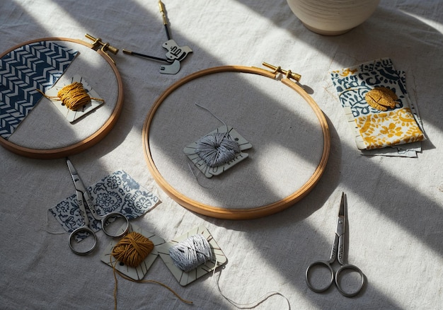 assorted embroidered items